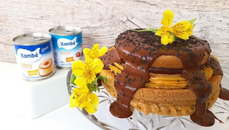 Naked Cake de maracujá e chocolate zero lactose